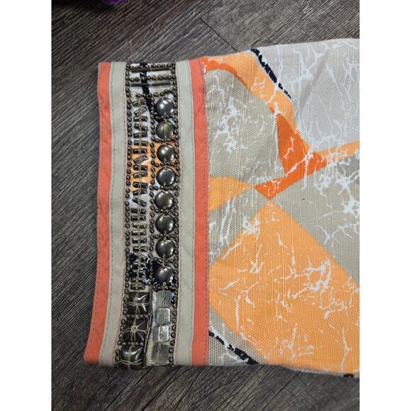 Chico's 2 Jacket Embellished Beaded Beige Orange Hook Front Lined 3/4 Sleeve L - Picture 5 of 7